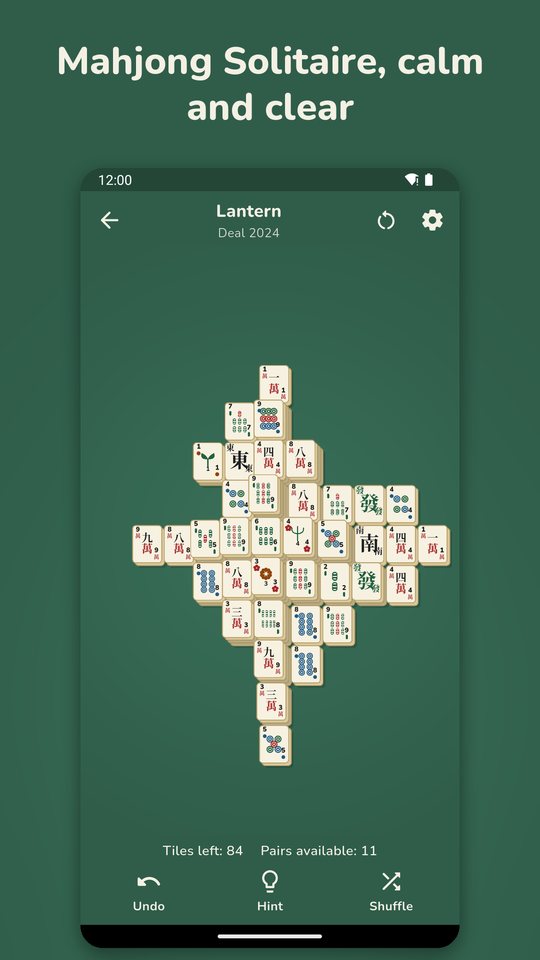 A calm Mahjong Solitaire table with ivory tiles