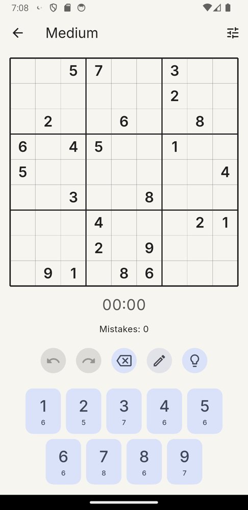 Classic Sudoku on the Paper theme
